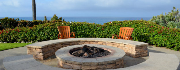 Stone Fire Pit in the garden with a wonderful sea view